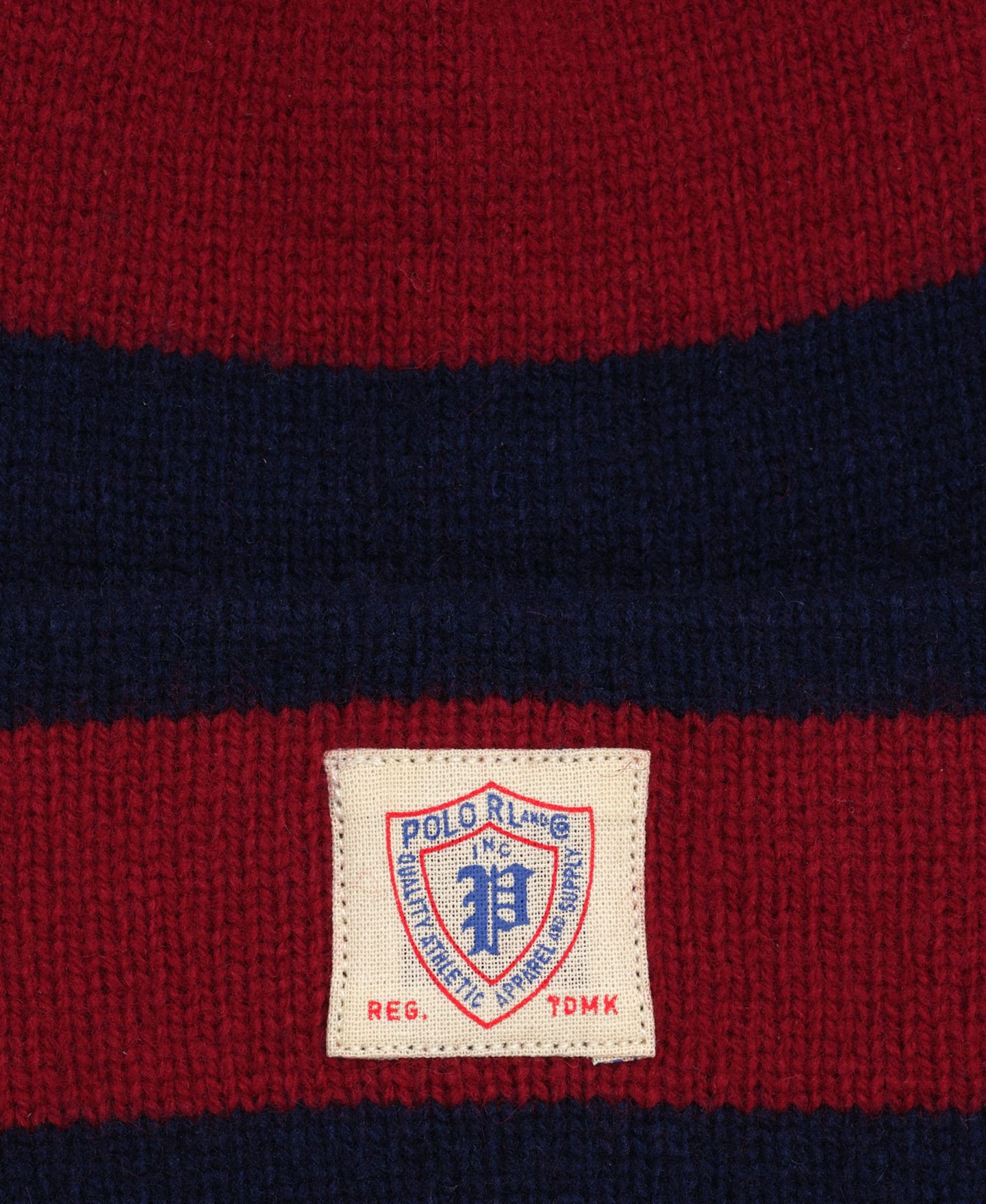 Мужская шапка Polo Ralph Lauren Rugby Stripe Beanie, цвет: Тёмно-синий / Красный — фото 3