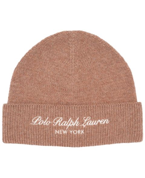 Мужские шапки Polo Ralph Lauren Polo Script Beanie Hat, цвет: Верблюжий