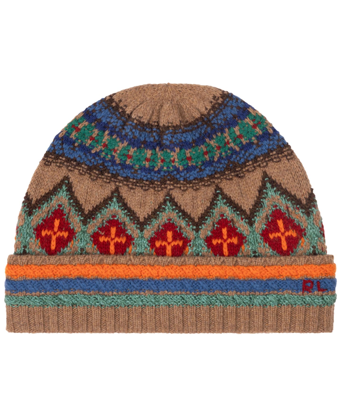Мужская шапка Polo Ralph Lauren Fair Isle Pattern Beanie Hat, цвет: Овсяный разноцветный — фото 1