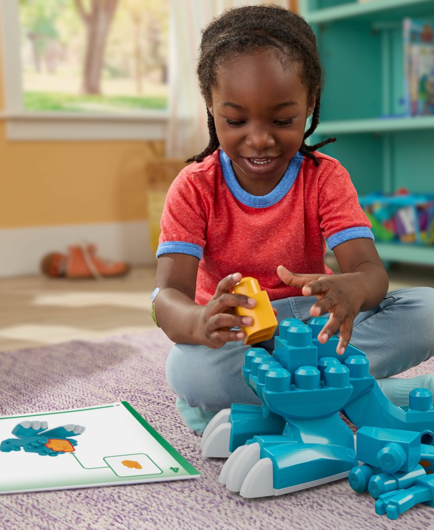 Детский конструктор Mega Bloks Fisher-Price Build & Chomp Dinosaur with Rolling Wheels, 25-Piece Building Set — фото 5