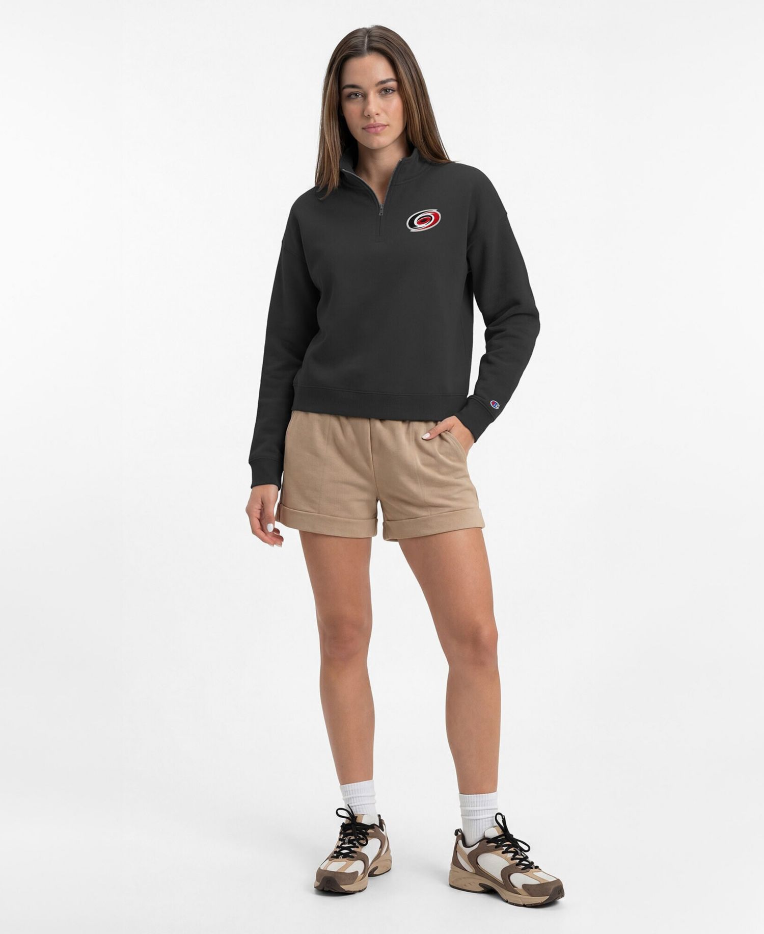 Women's Black Carolina Hurricanes Power blend Quarter-Zip Sweatshirt