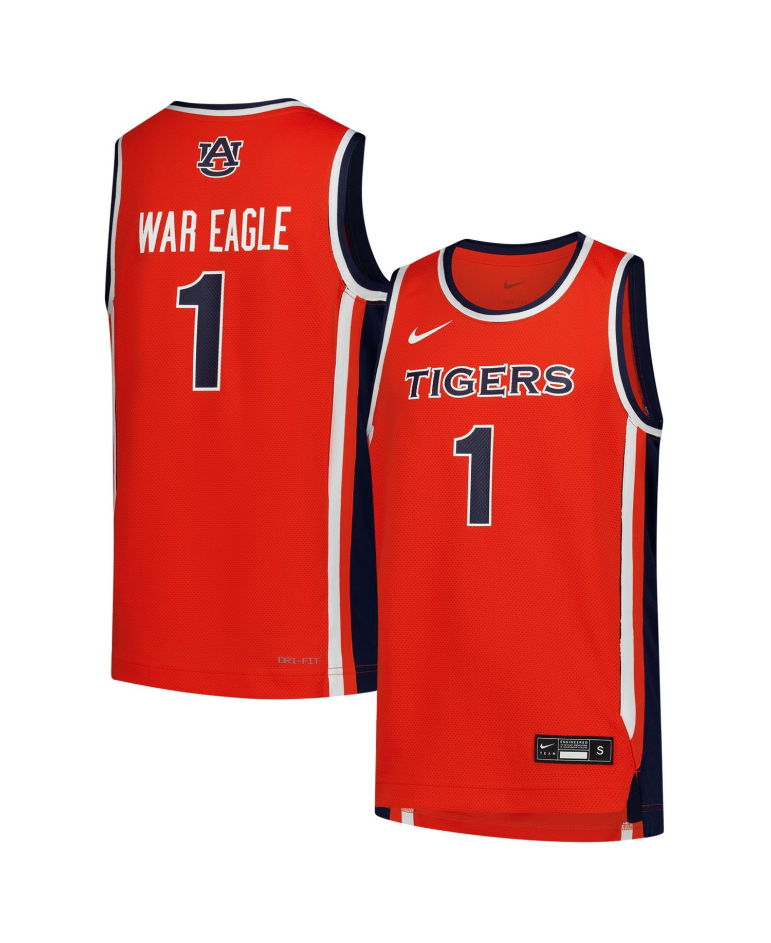 Big Boys and Girls 1 Orange Auburn Tigers Replica Basketball Jersey