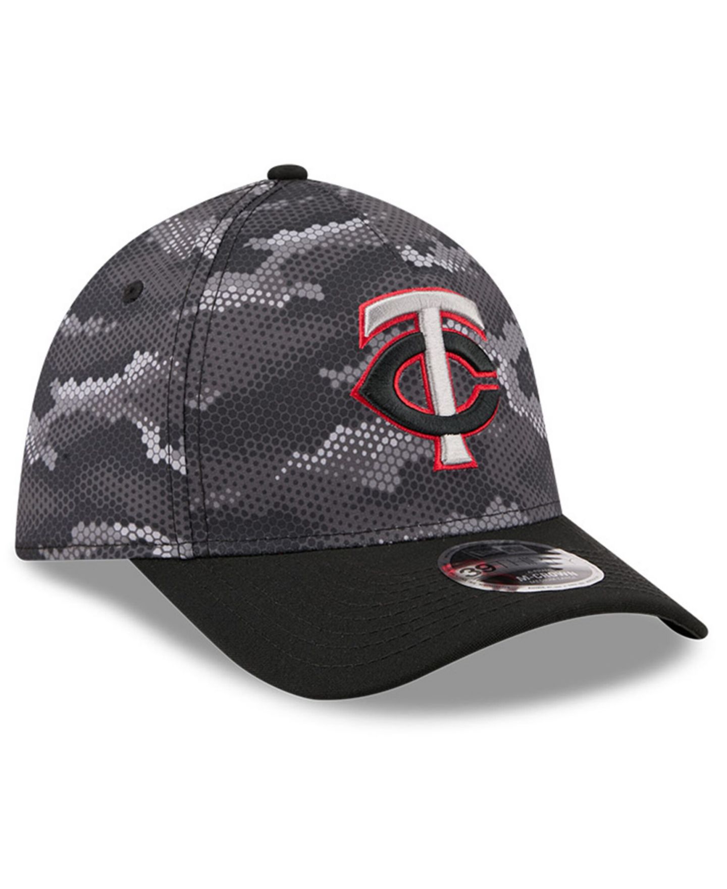 Мужская кепка New Era Black Minnesota Twins Camo 39THIRTY A-Frame Flex Hat — фото 3