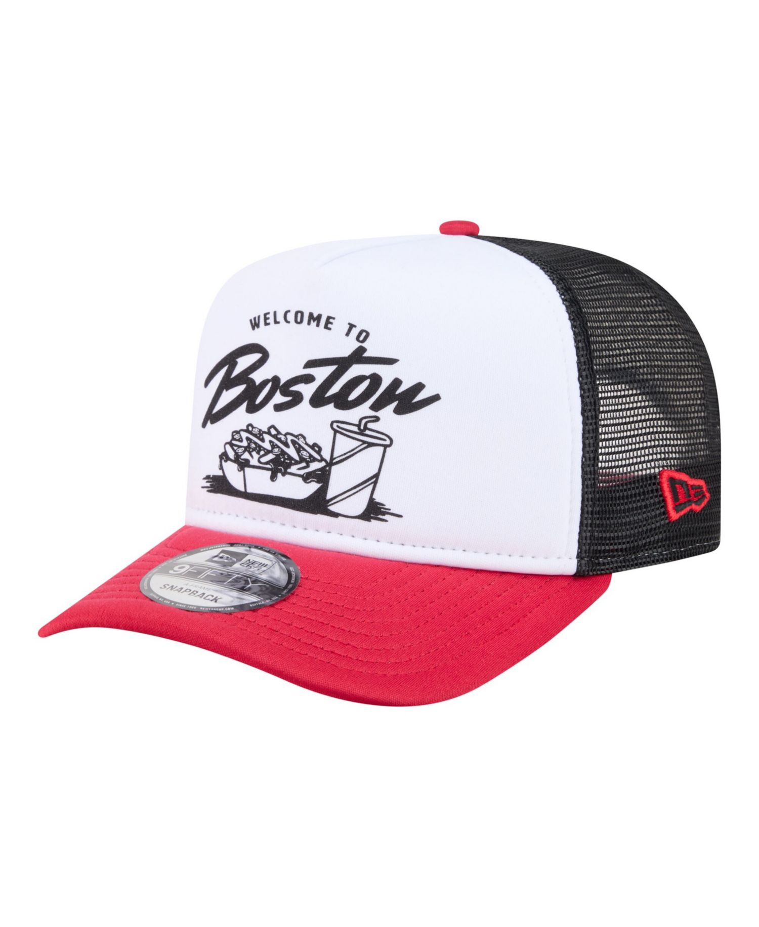 Men's White/Red Boston Red Sox Foodie A-Frame 9FIFTY Trucker Snapback Hat