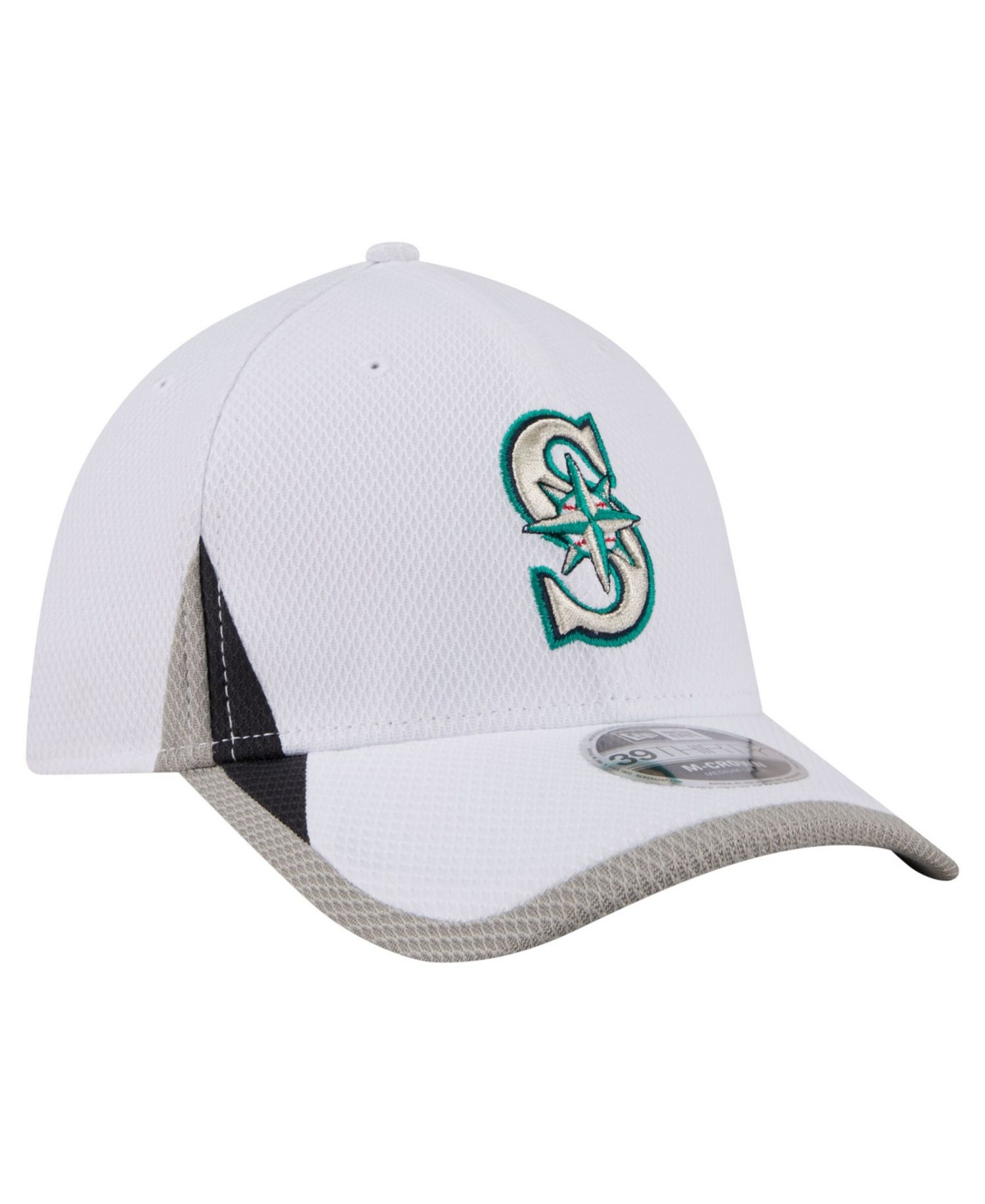 Men's White Seattle Mariners Cut n Sew 39THIRTY Flex Hat