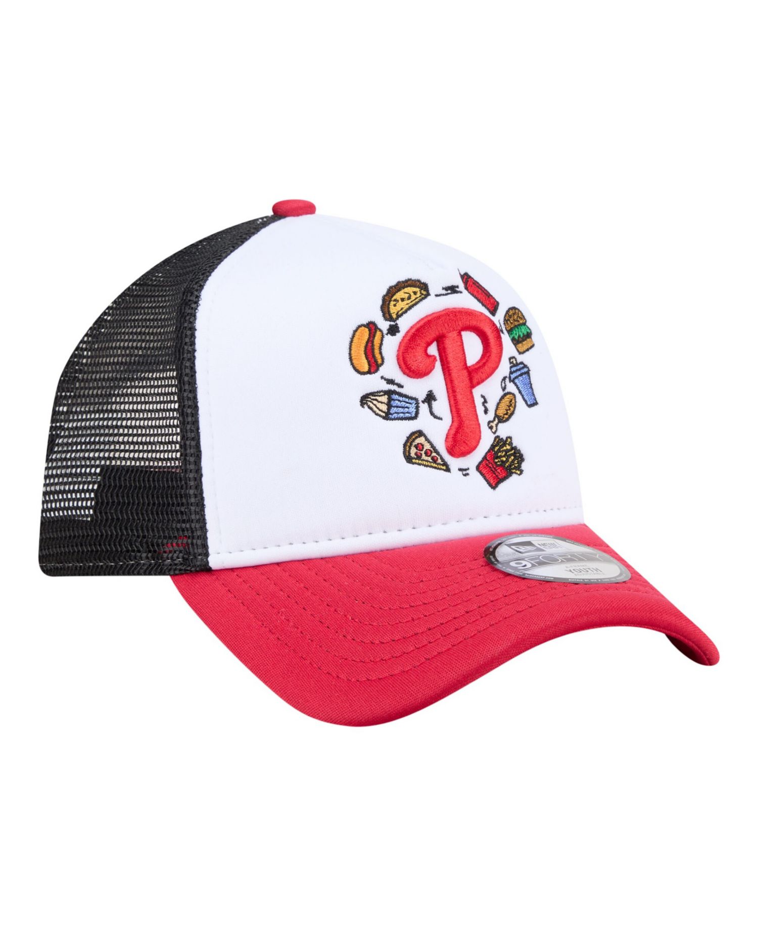 Big Boys and Girls White/Red Philadelphia Phillies Food A-Frame 9FORTY Trucker Adjustable Hat