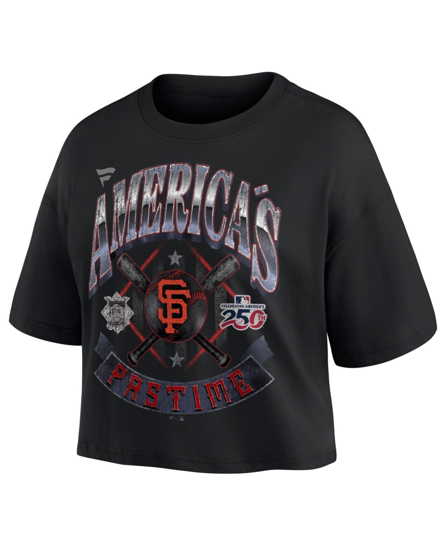 Женская футболка Fanatics Black San Francisco Giants Americana Crop — фото 2