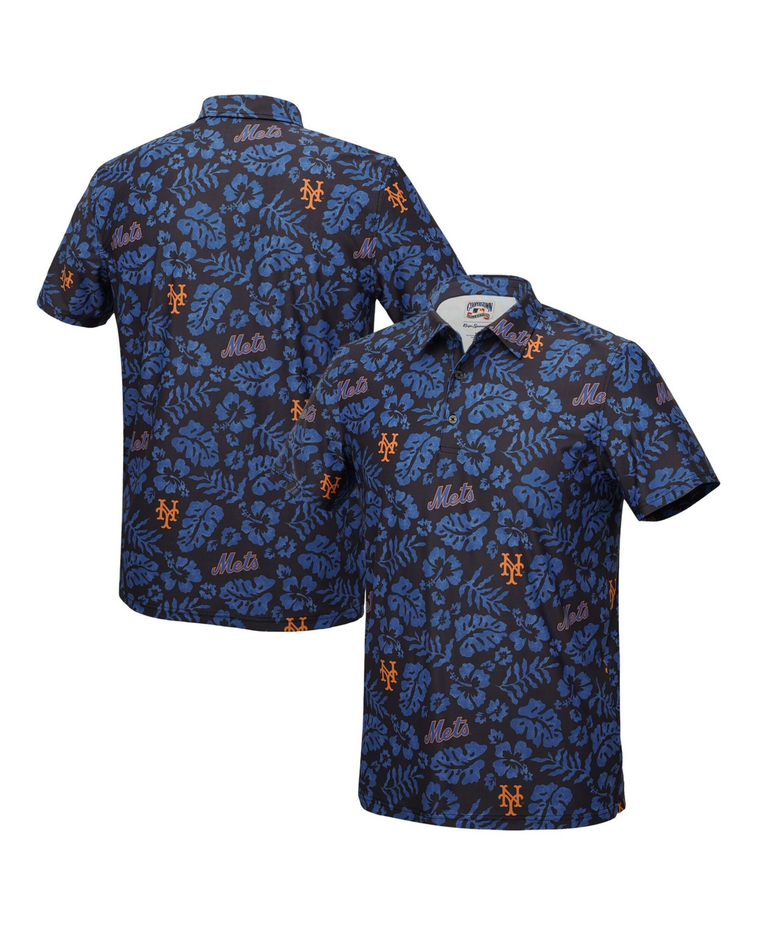 Men's Black New York Mets Cooperstown Pua Performance Polo Shirt