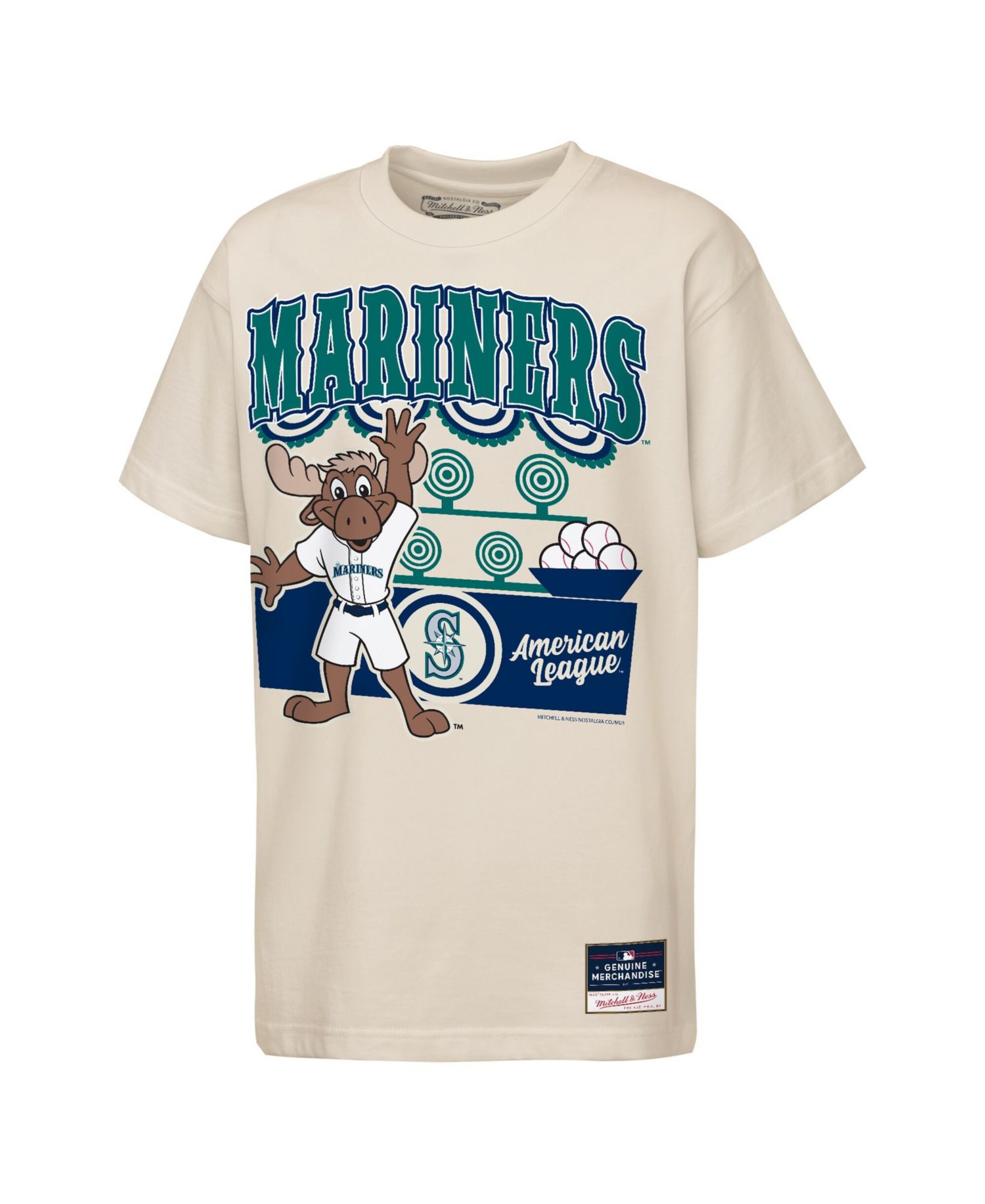Big Boys and Girls Cream Seattle Mariners Step Back Up Mascot T-Shirt