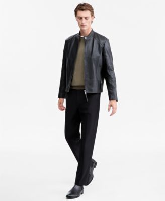 Men's Slim-Fit Biker Leather Jacket
