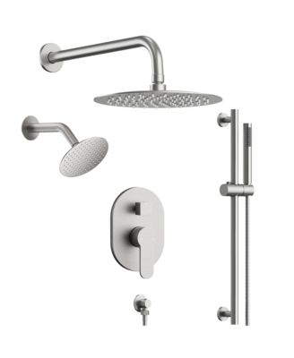 Pressure-Balanced Shower System 10 inch Rainfall Dual Showerheads with Handheld Shower Brushed