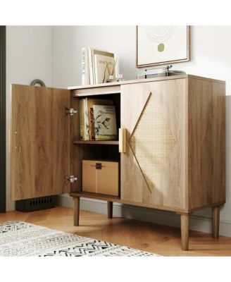 Buffet Cabinet with Rattan Doors Sideboard Storage for Living Room, Dining Room, Entryway