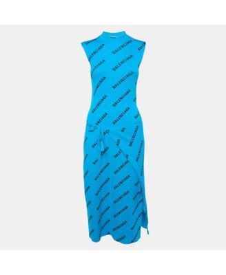 Women's Logo Print Rib Knit Wrapped Midi Dress