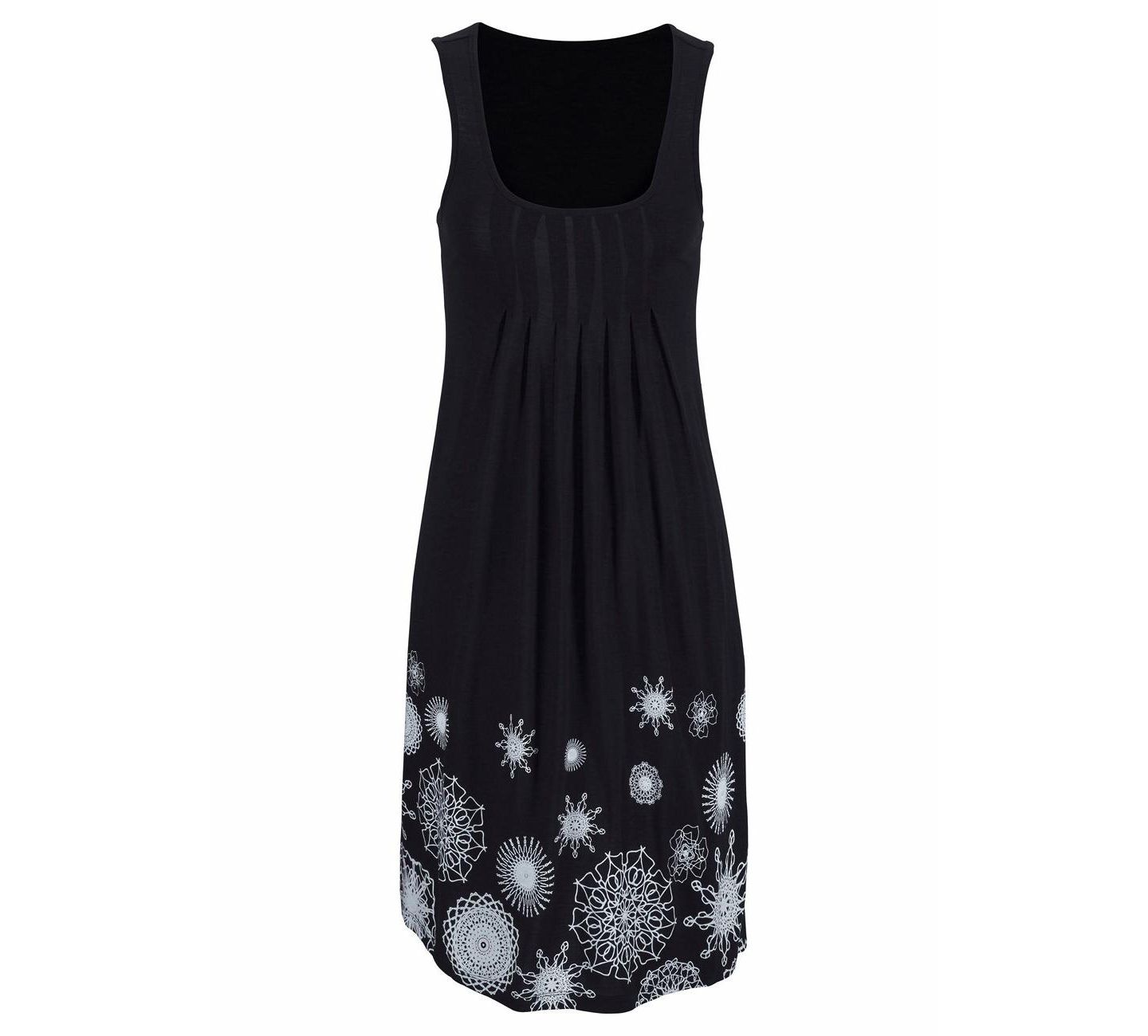 Женское платье LASCANA Viscose Printed Sleeveless Scoop-Neck Short, цвет: Чёрный с принтом — фото 4