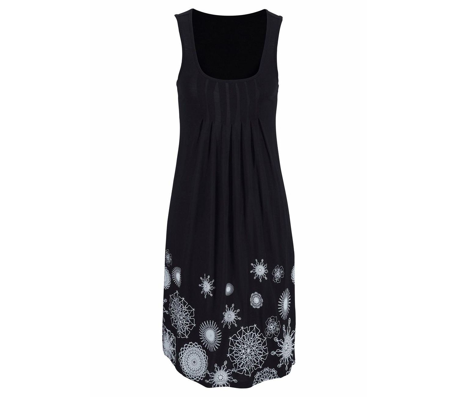 Women's Viscose Printed Sleeveless Scoop-Neck Short Dress
