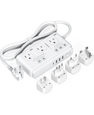 220V to 110V Voltage Converter, Universal Travel Adapter with 4 USB Charger (1 USB C), 3 AC Sockets and EU/UK/AU/IT Plug Power Adaptor