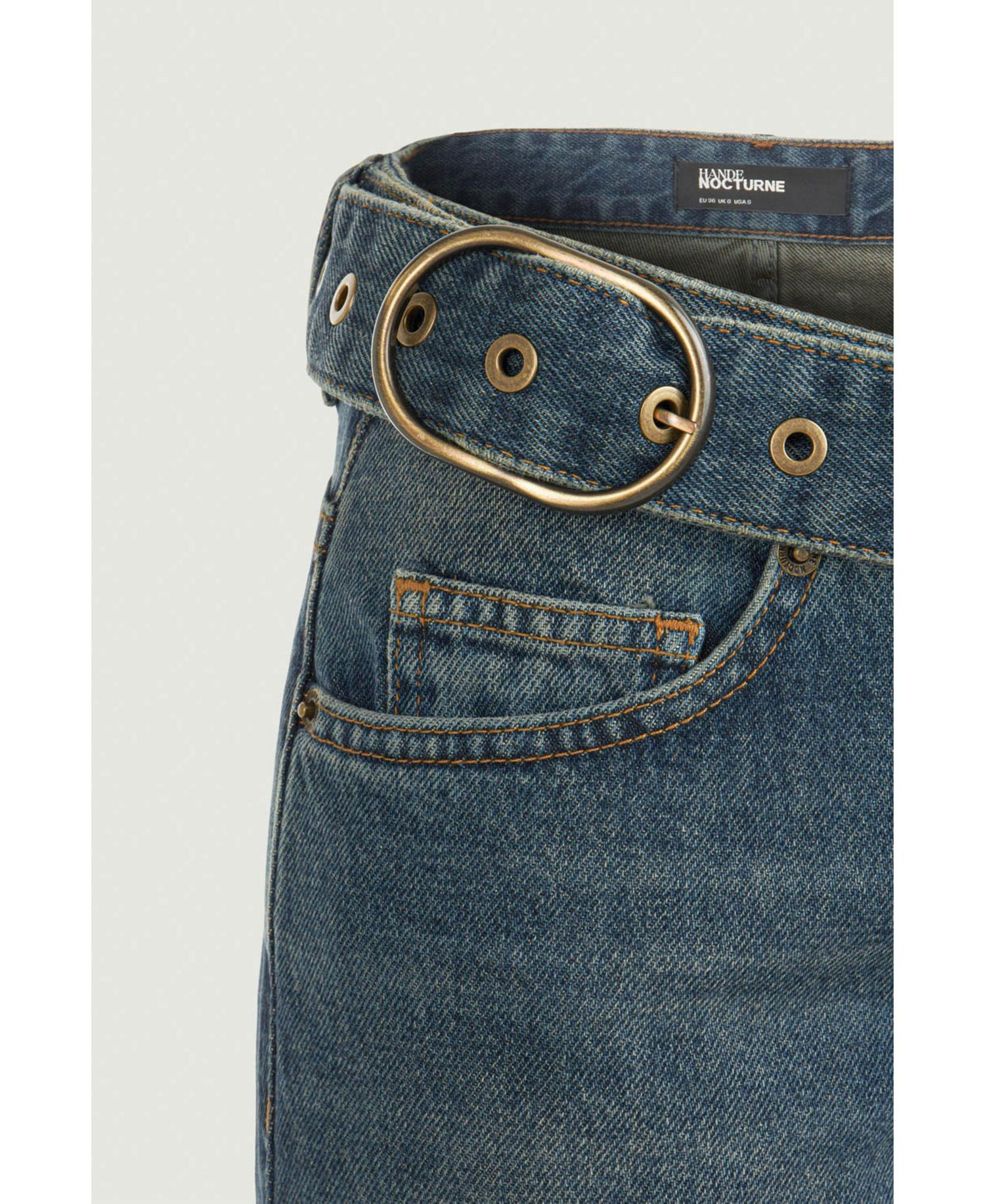 Women's Belted Denim Flare Trousers