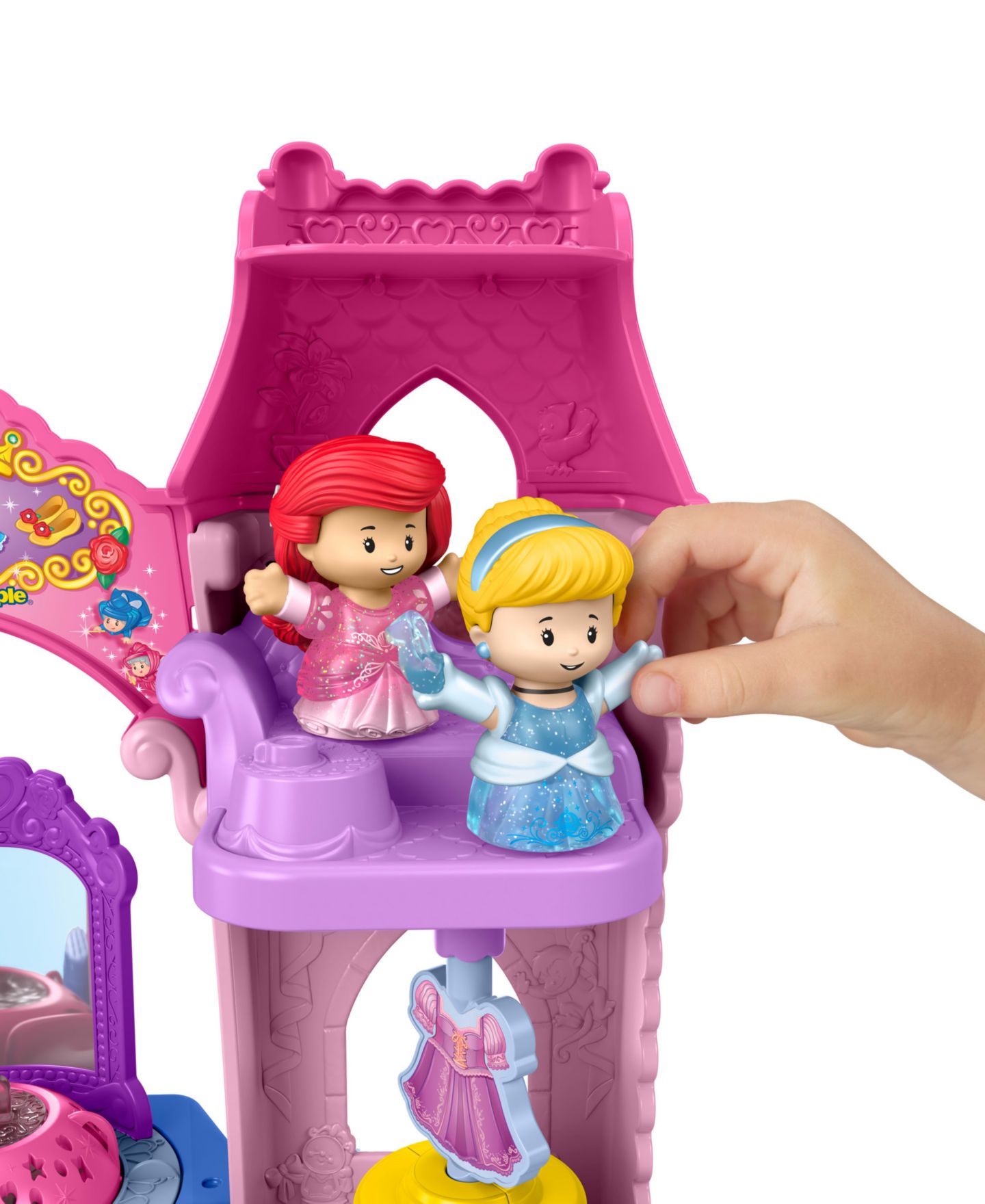 Детский игровой набор Fisher Price Disney Princess Cinderella and Ariel Shimmer & Glow Dress Shop Light-Up 2-Piece Playset, Ages 1.5+ — фото 6