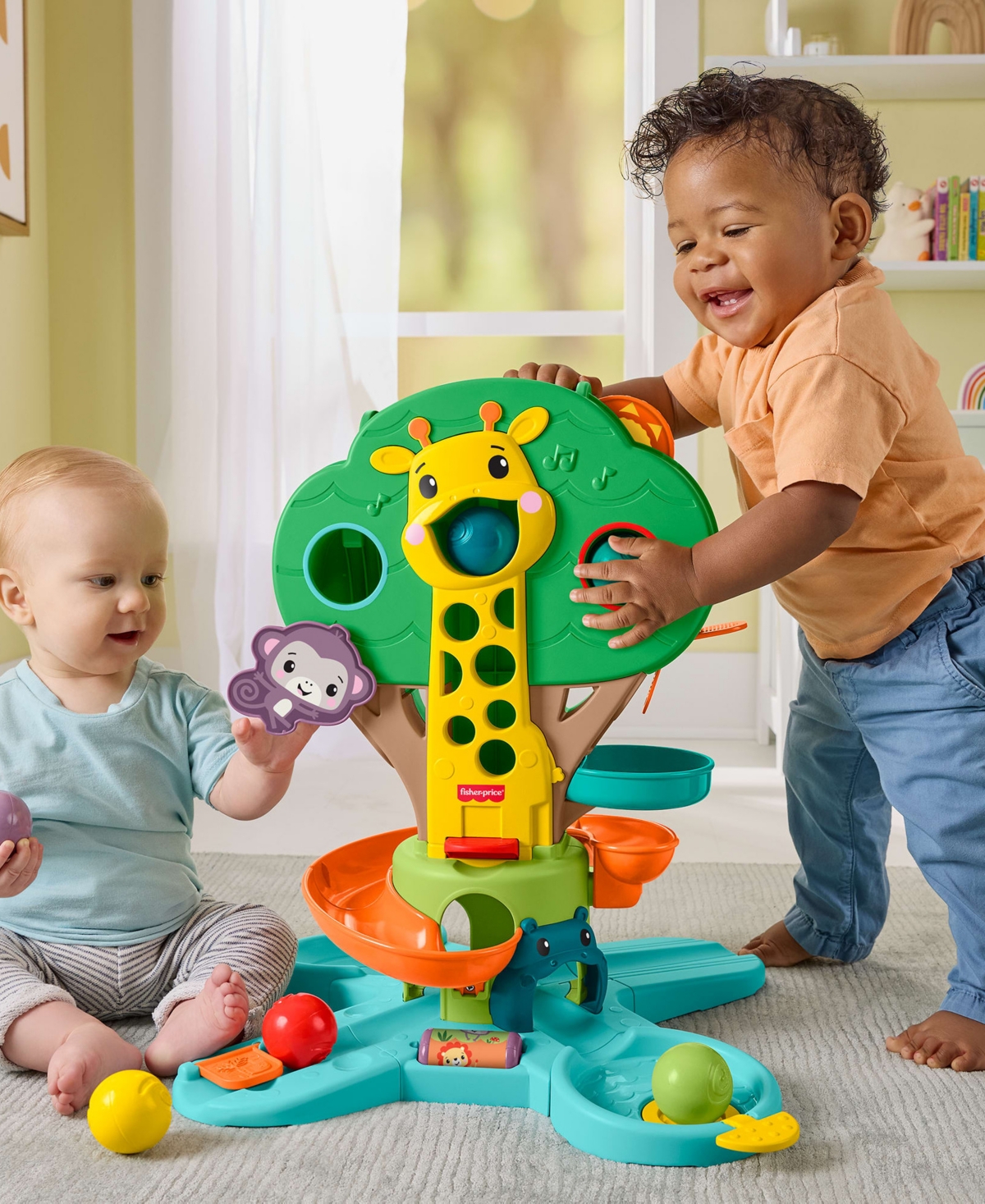 Fisher Price Baby to Toddler Sit-To-Stand Jungle Tree Musical 6-Ball Drop Activity Center, Ages 6 months+