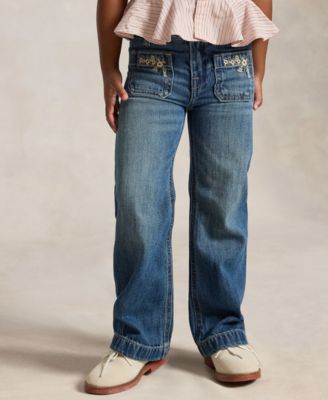 Girls' 2T-6X Embroidered Flared Cotton Denim Jeans