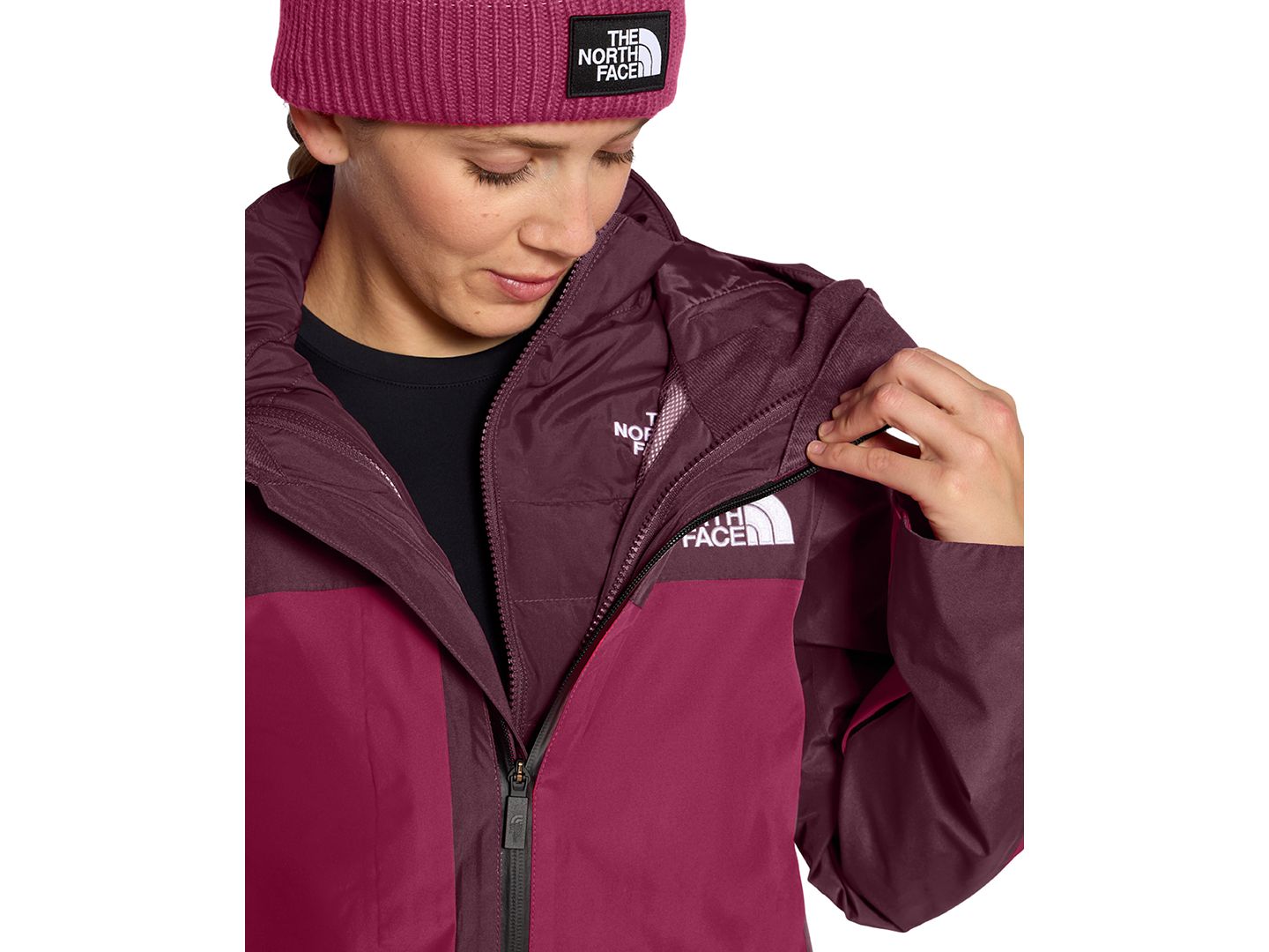 Женская куртка The North Face Thermo-Ball Snow Hooded, цвет: Бордовый — фото 2