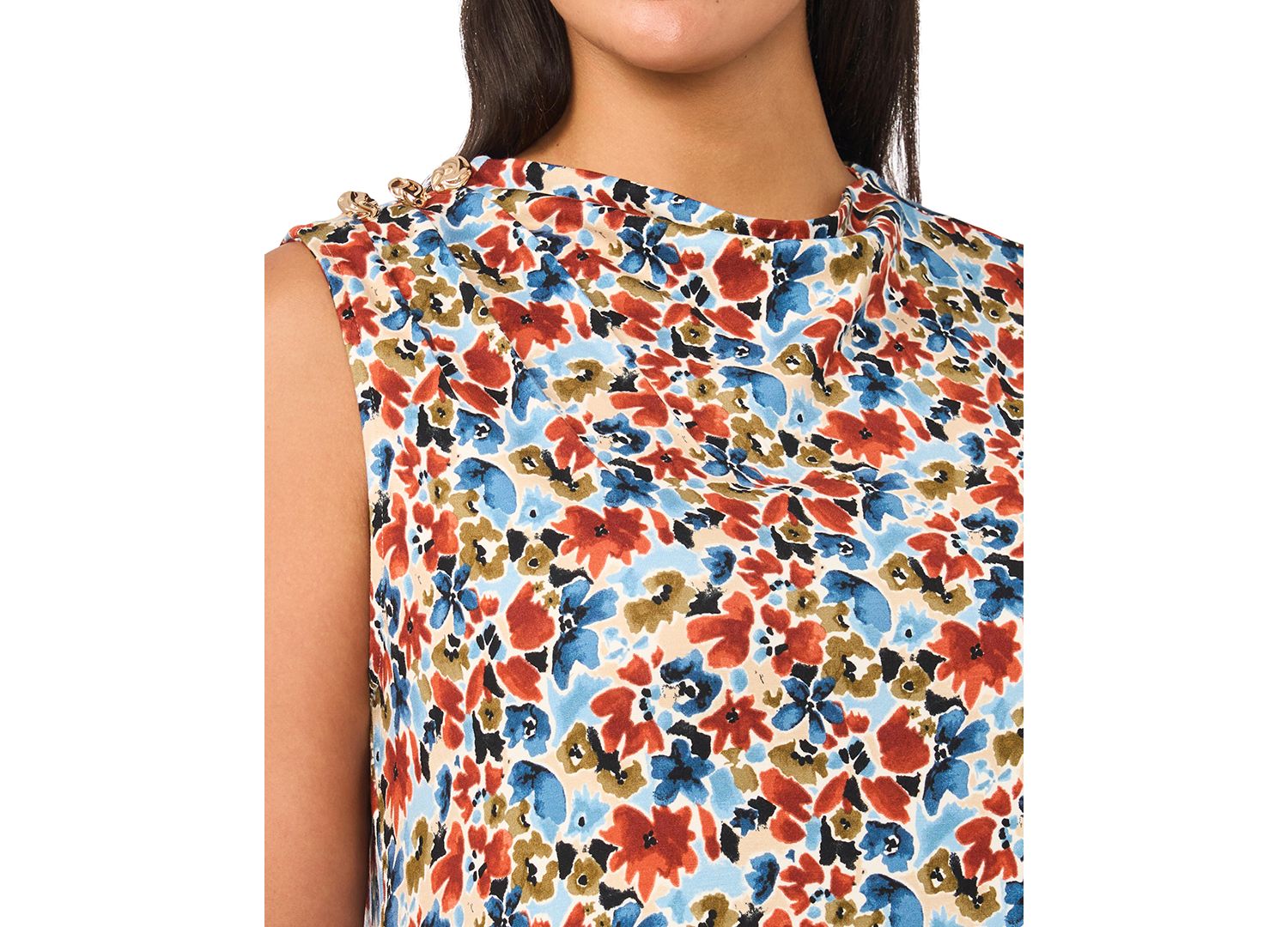 Plus Size Mock-Neck Pleated Midi Dress
