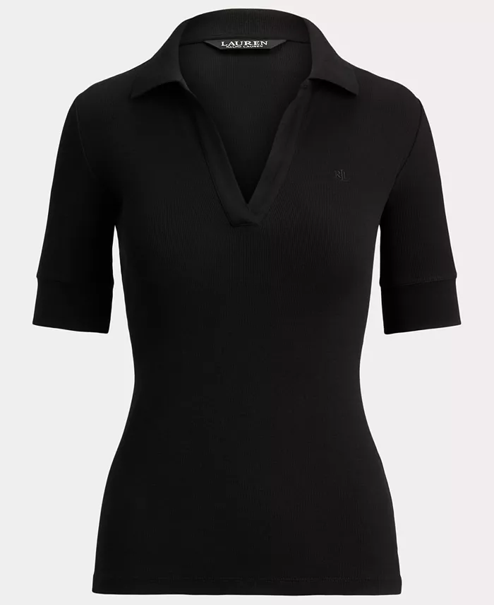 Women's Jersey Short-Sleeve Collared Top - thumbnail 10