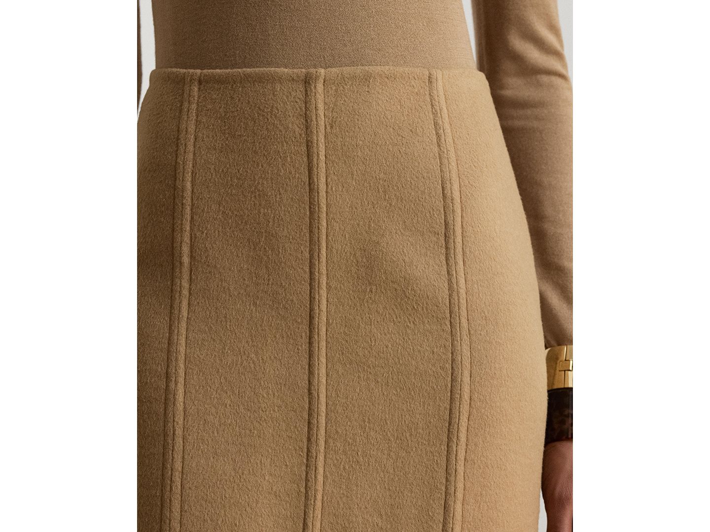 Женская юбка Lauren Ralph Lauren Double-Faced Wool-Blend Pencil, цвет: Верблюжий — фото 4