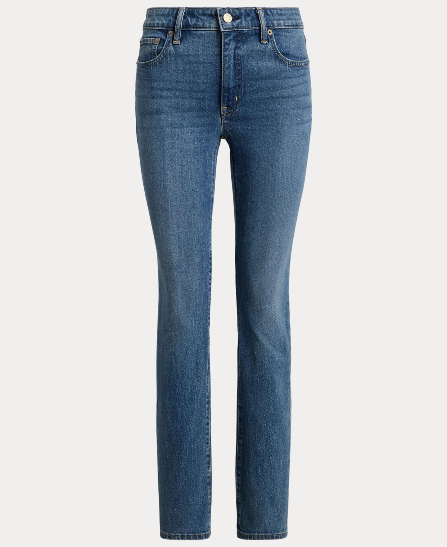 Женские джинсы Lauren Ralph Lauren Mid-Rise Slim Straight, цвет: Синий варёный — фото 5