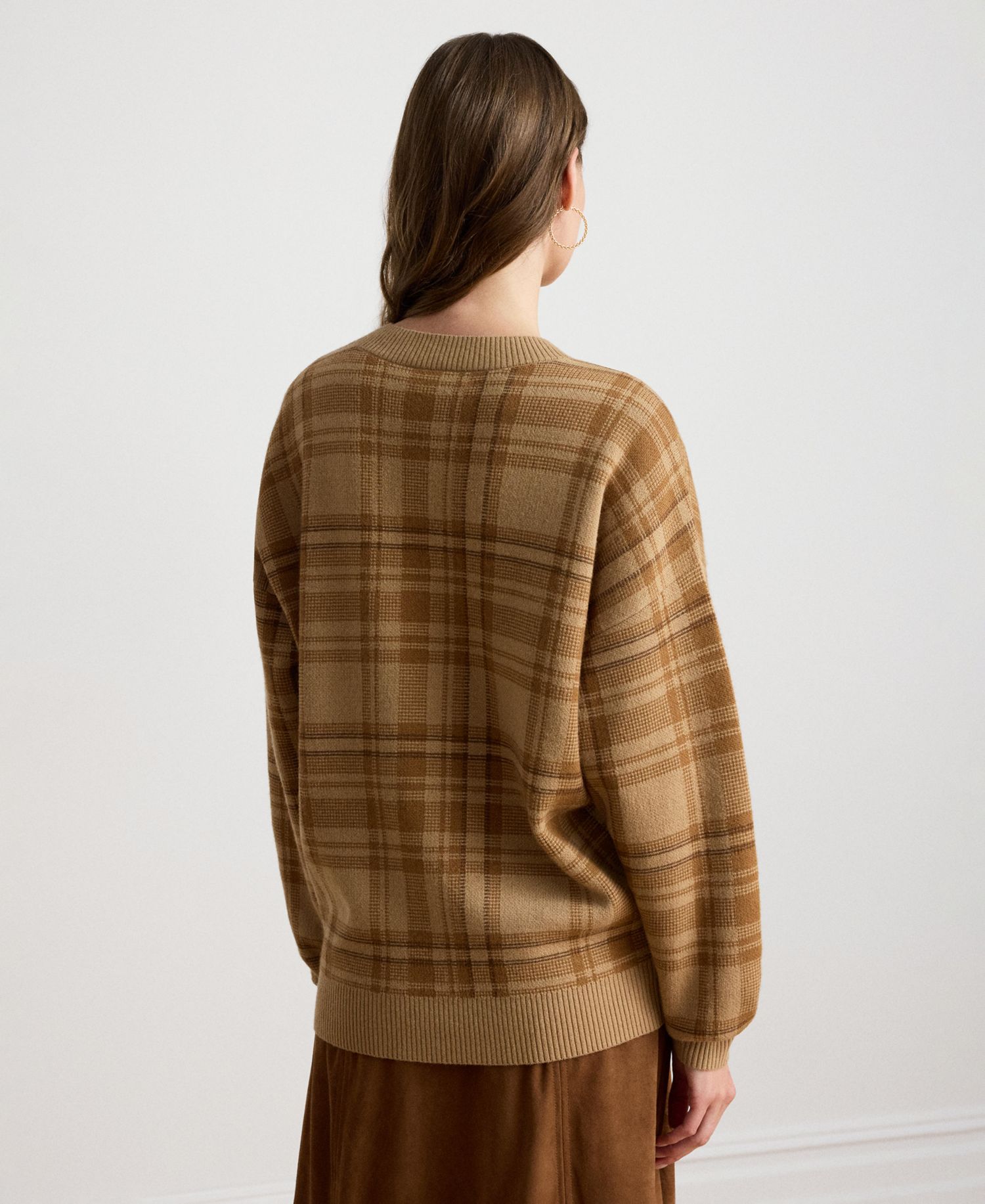 Women's Plaid V-Neck Sweater