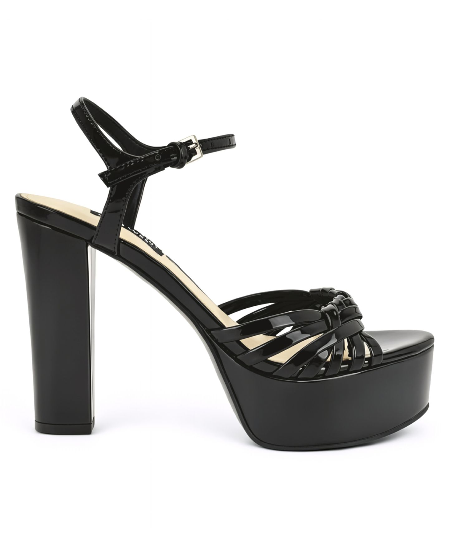 Женские сандалии Nine West Nayya Woven Platform Dress Sandals, цвет: Чёрный лаковый — фото 2
