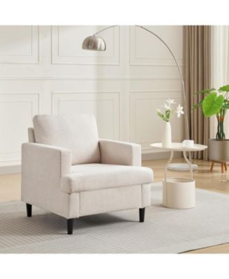 Oversized Cloud Chair, Linen Living Room Chair, Mid Century Modern Armchair with Thick Cushion & Leg, Deep Seat & No Assembly Required