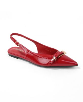 Women's Chantal Pointed Toe Slingback Flats with Elongated Buckle