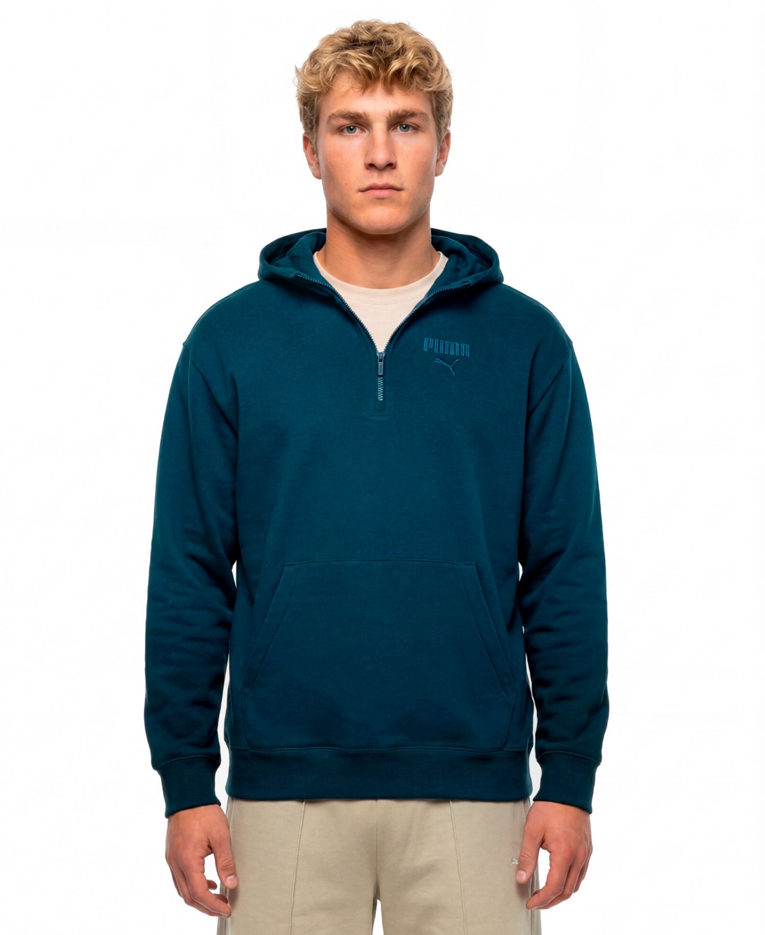 Men's Embroidery Logo Half-Zip Hoodie
