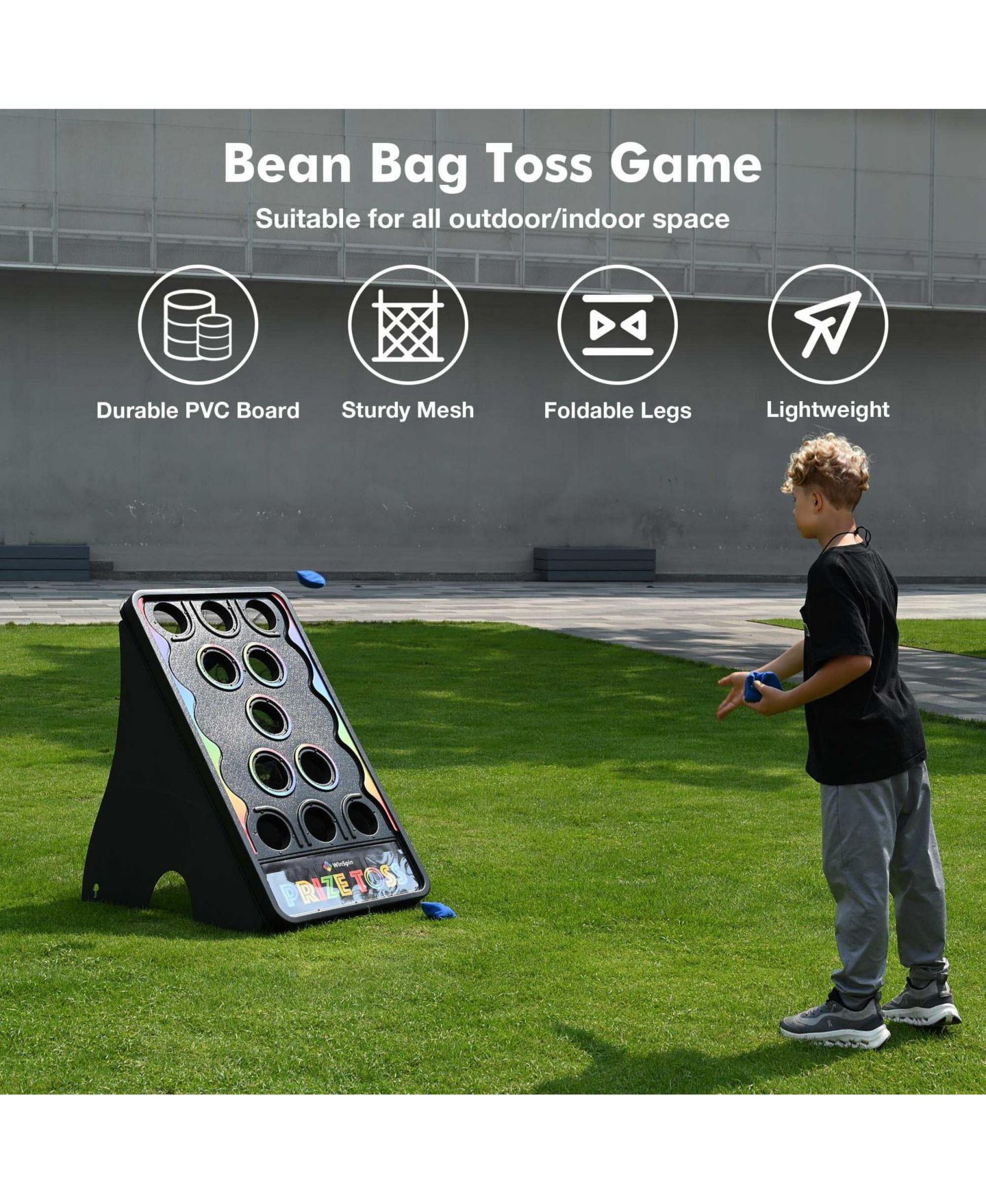 Детские игрушки WinSpin Bean Bag Toss Game and Medium Prize Drop w/ LED Light for Carnival School, цвет: Natrual — фото 4