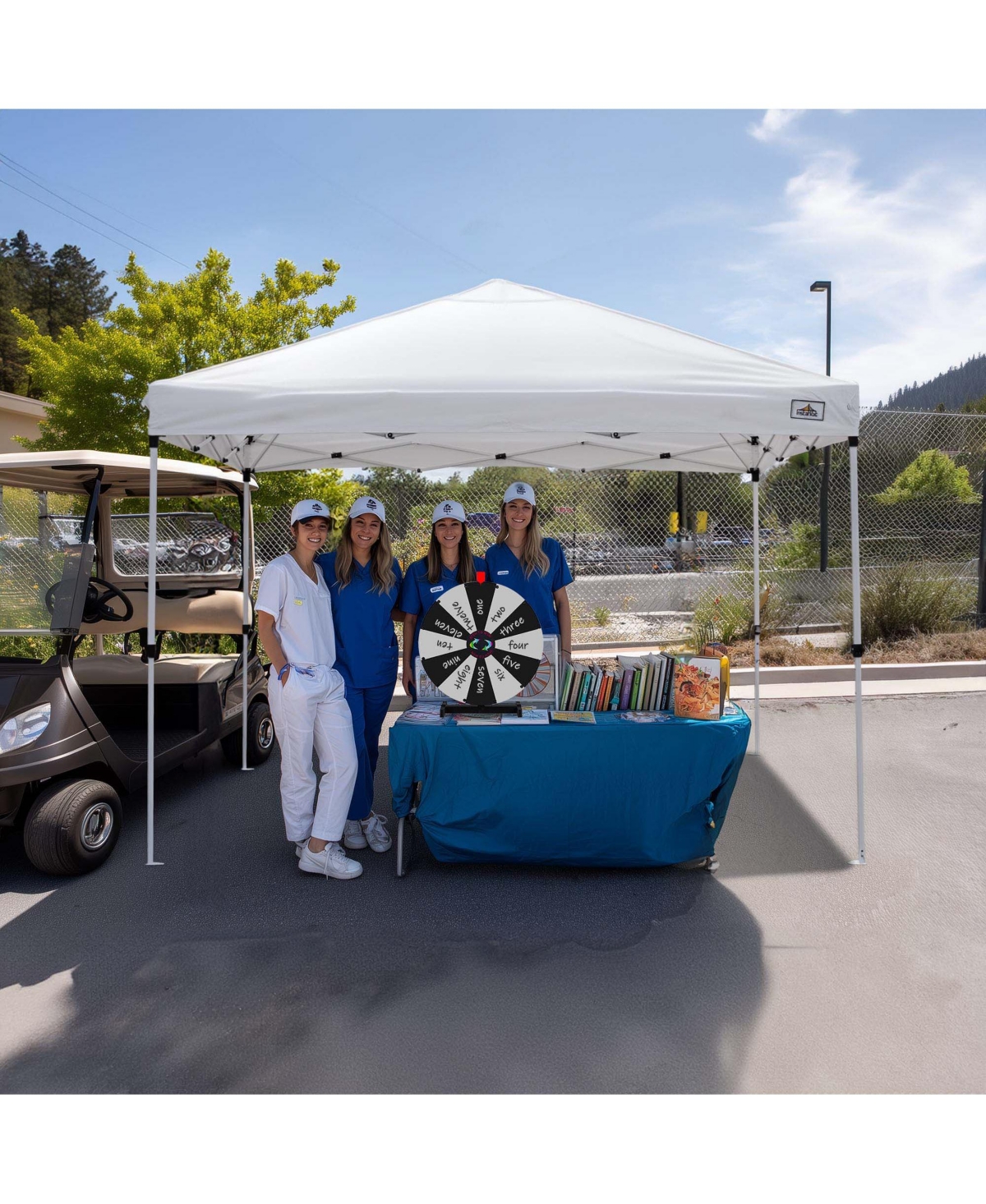 WinSpin 24" Pop Up Display Tabletop Prize Wheel Black and Trade Show Display Spinning Wheel 12 Slots for Outdoor Booths Exhibition Events
