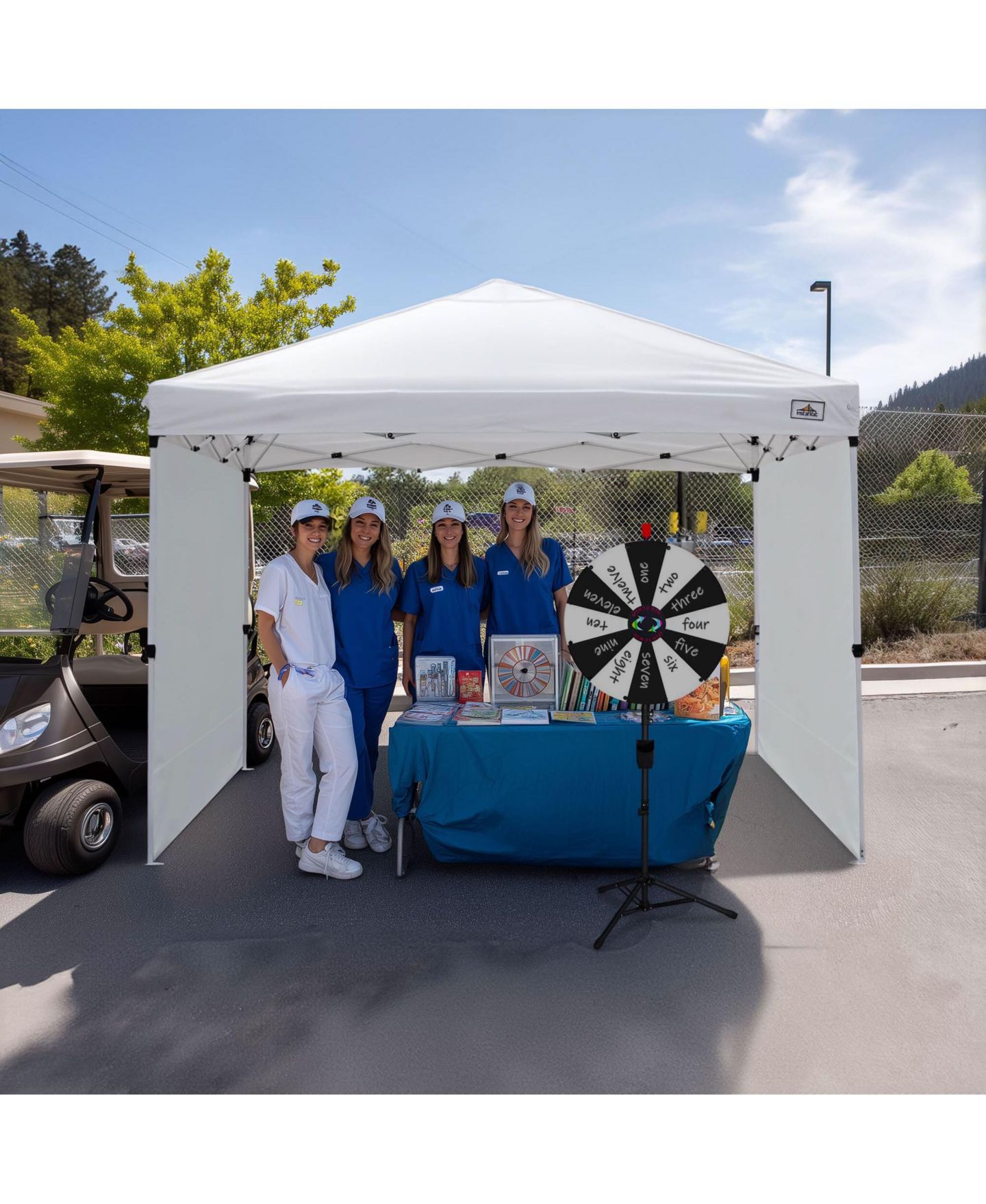 Детские игрушки WinSpin Modular Prize Wheel and 10x10ft Pop Up Canopy 4 Sidewalls 12 Backup Panels, цвет: Natrual — фото 2