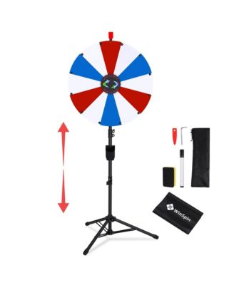 24" Display Prize Wheel Blue Red White DIY Floor Stand 12 Slot Modular Custom Spinning Wheel Pop Up Trade Show