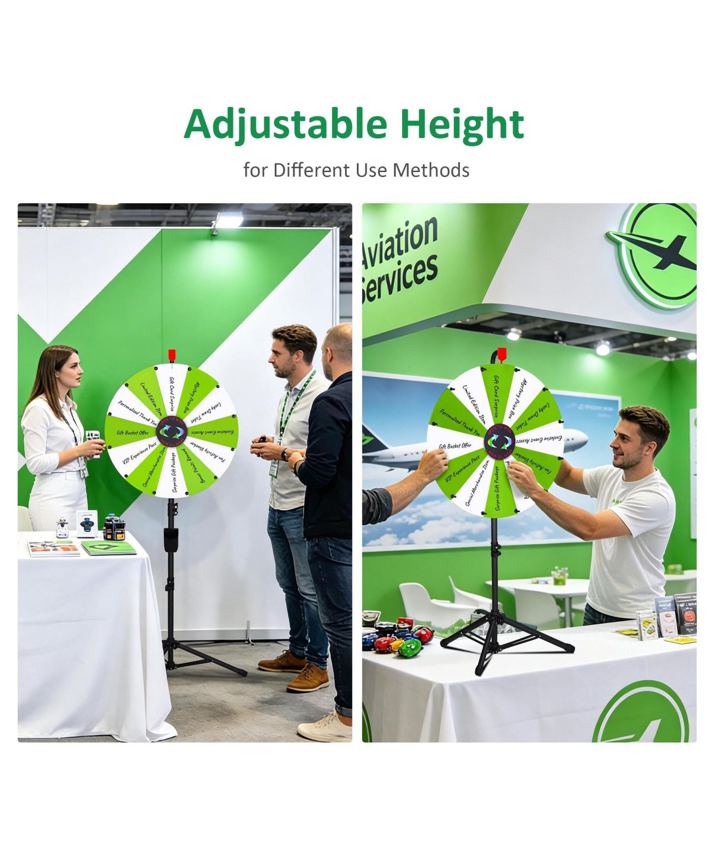 Детская игрушка WinSpin 24" Display Prize Wheel White and Green DIY Floor Stand 12 Slot Modular Custom Spinning Wheel Pop Up Trade Show, цвет: Natrual — фото 6