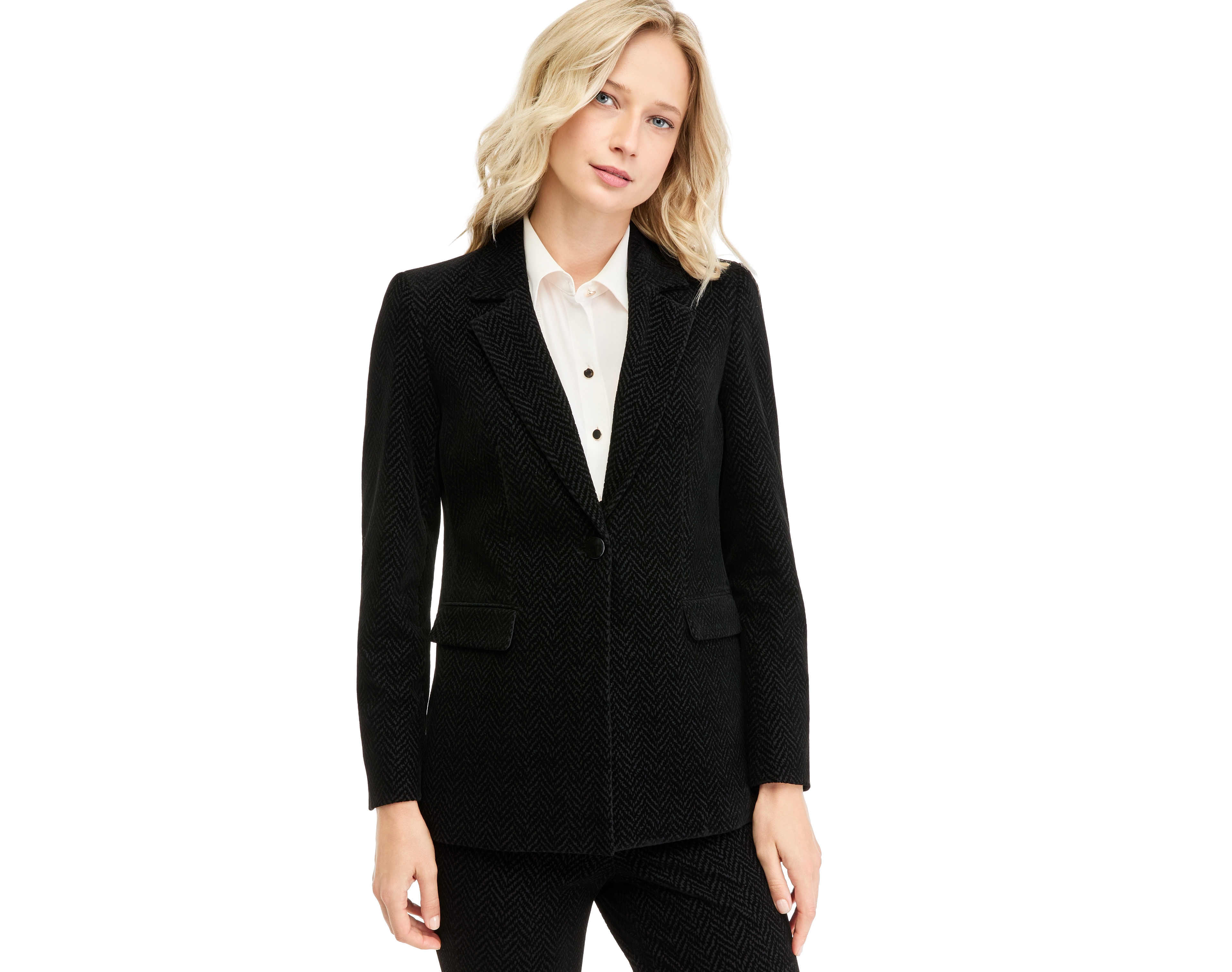 Anne Klein Women's Velvet-Herringbone Blazer