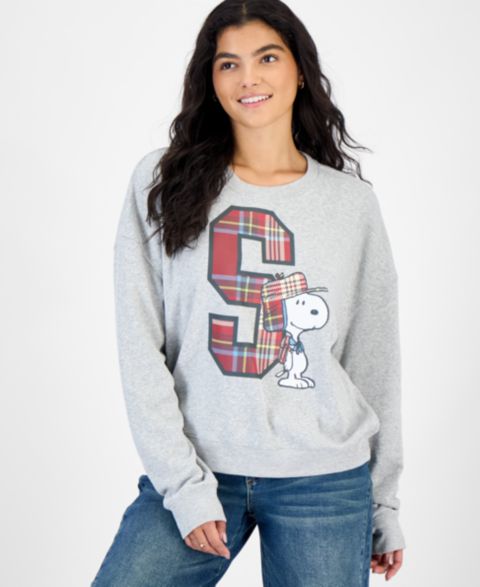Женская толстовка Grayson Threads, The Label Juniors' Snoopy Plaid Graphic Fleece, цвет: Серый