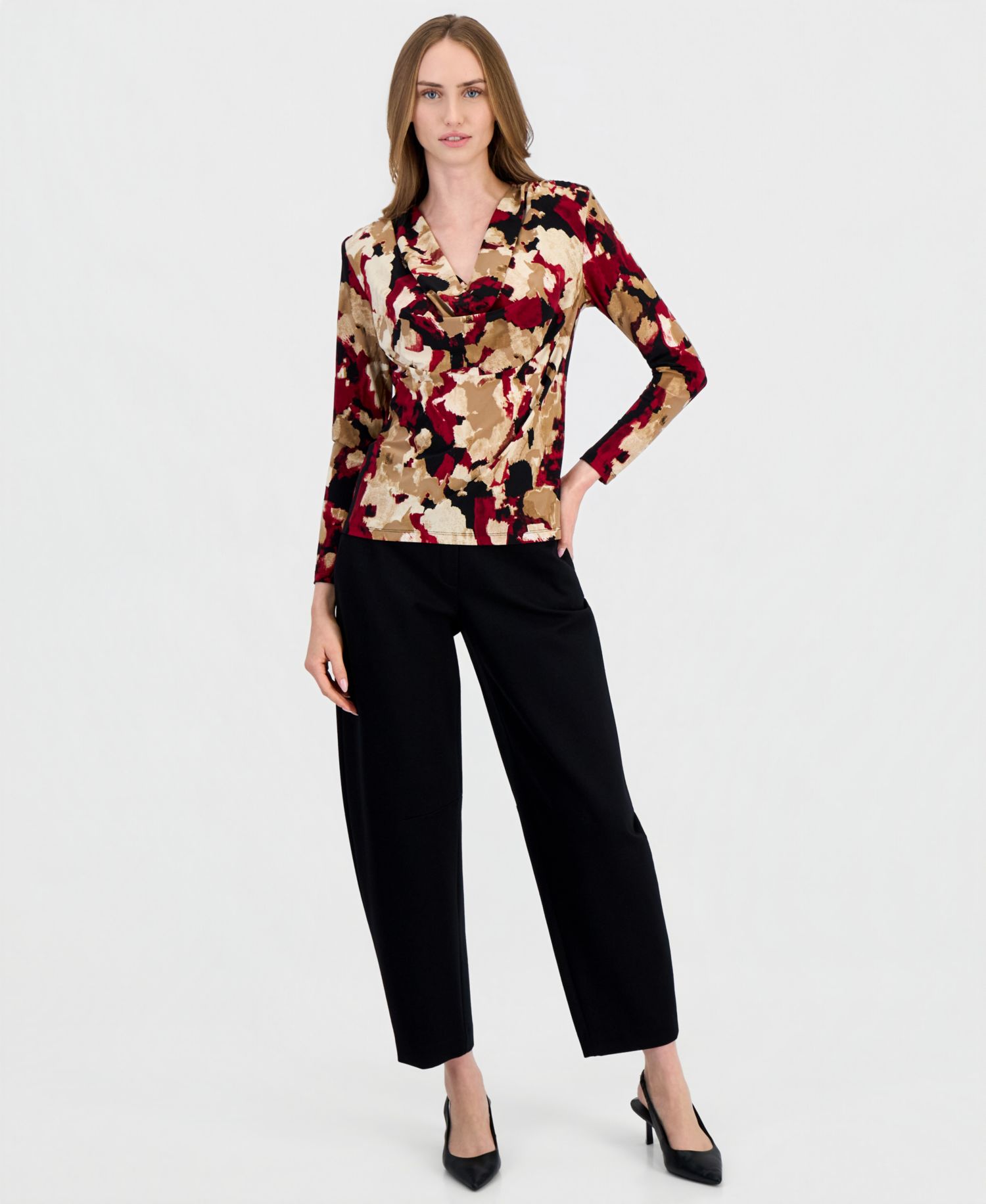 Women's Cowl Neck Long-Sleeve Blouse