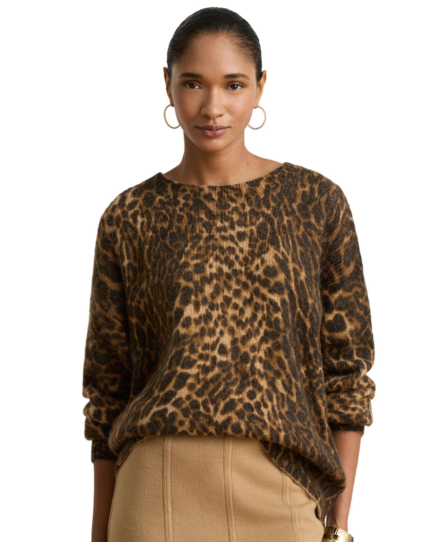 Women's Ocelot-Print Crewneck Sweater
