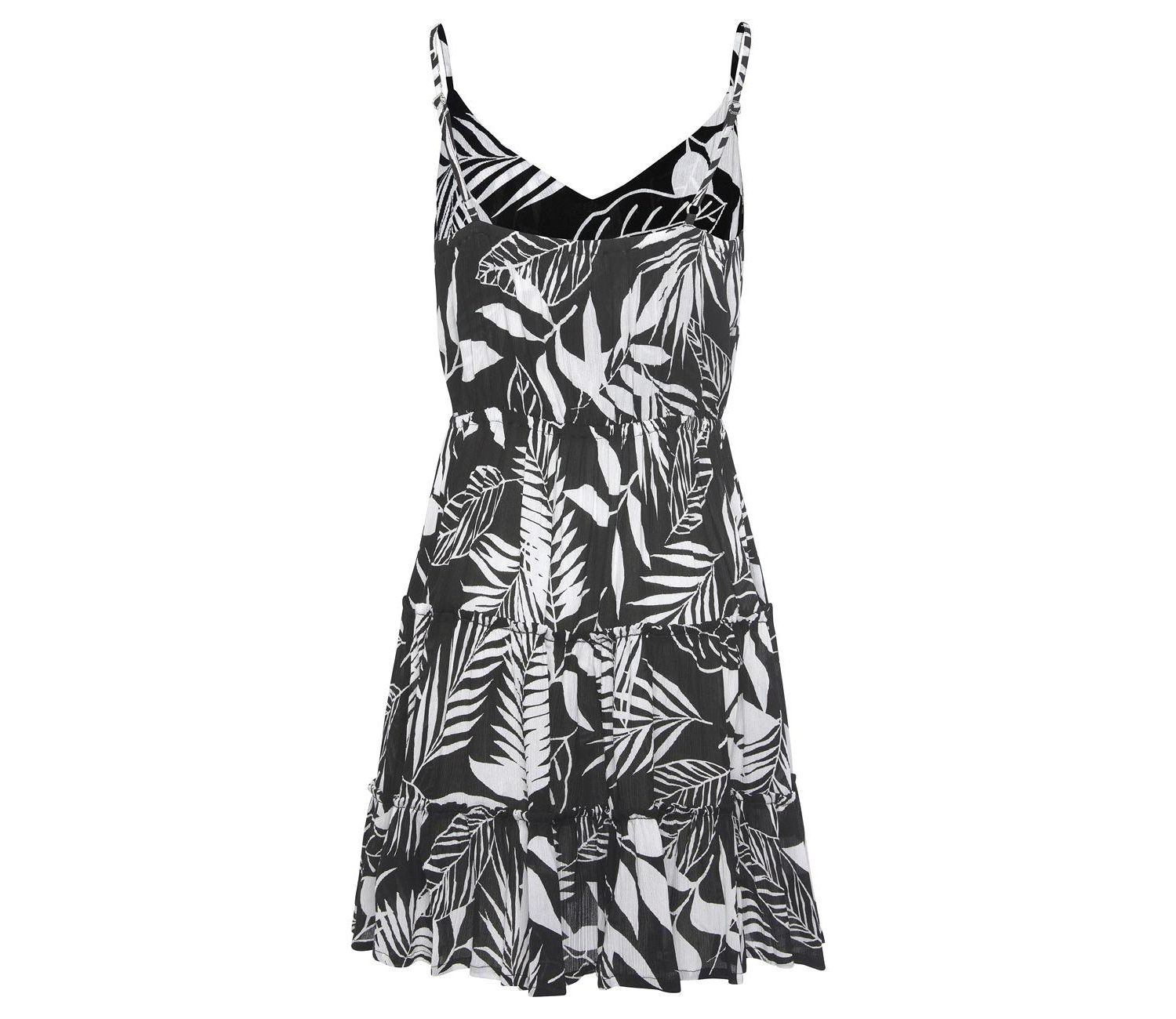 Women's Viscose Tropical Print Fit-and-Flare V-Neck Short Dress