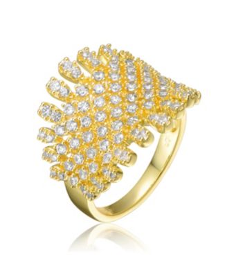 Dazzling 14K Gold Plated CZ Cluster Dome Coral Shape Ring