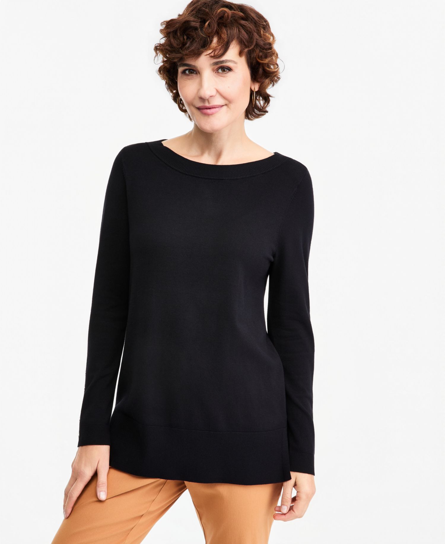 Petite Boat Neck Long-Sleeve Sweater