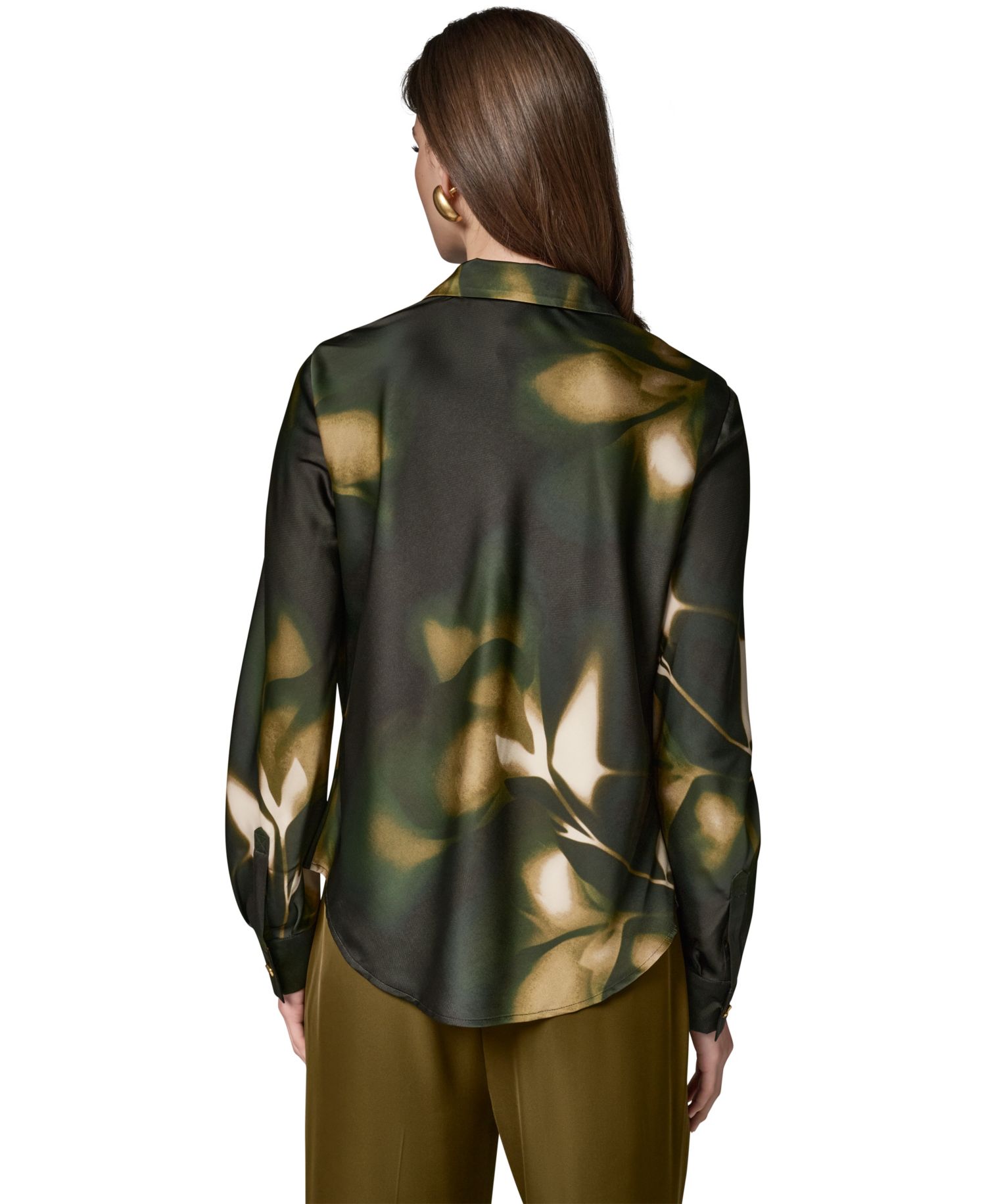 Women's Printed Satin Long-Sleeve Top