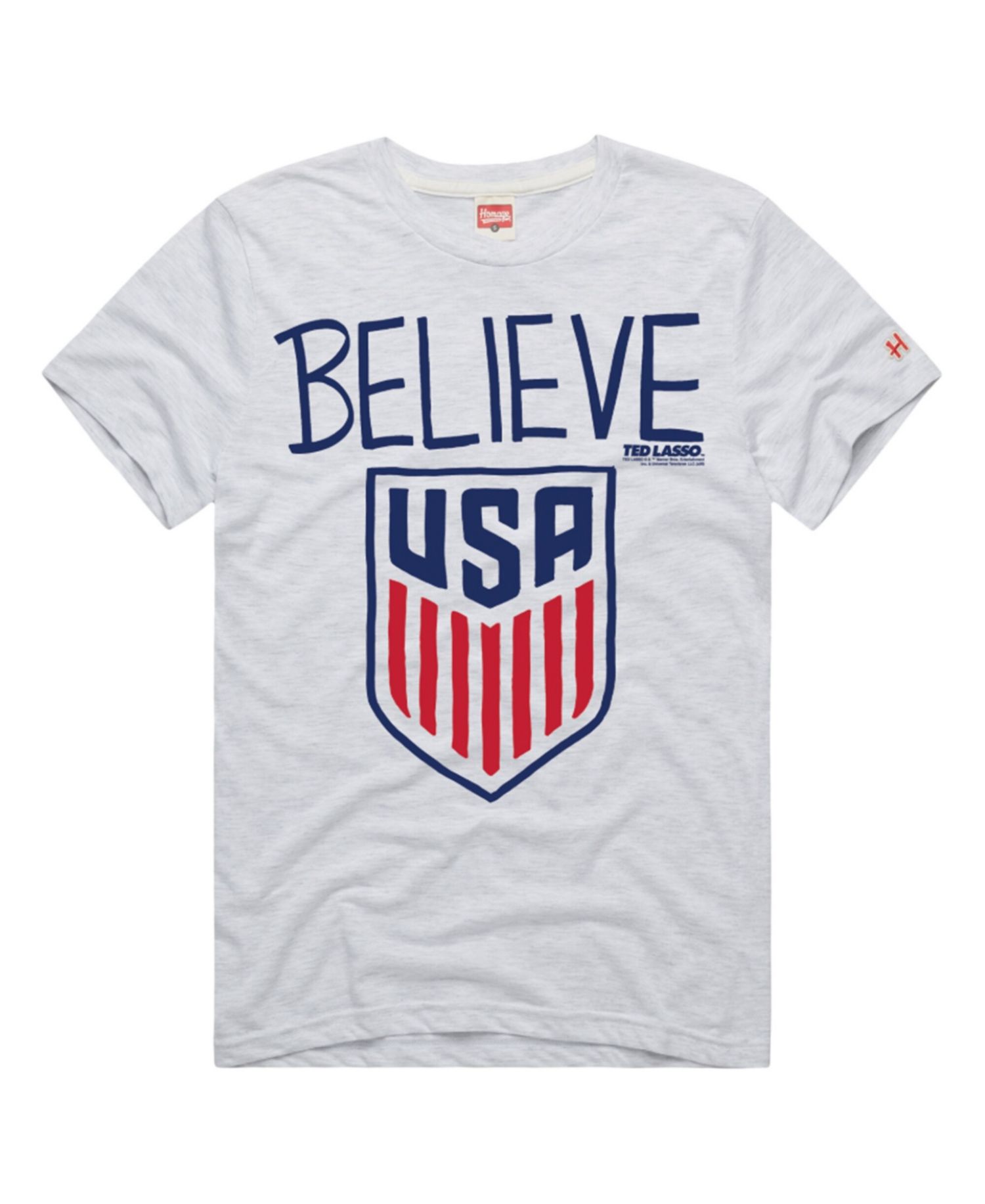Men's and Women's Gray USMNT Ted Lasso Believe Crest Tri-Blend T-Shirt