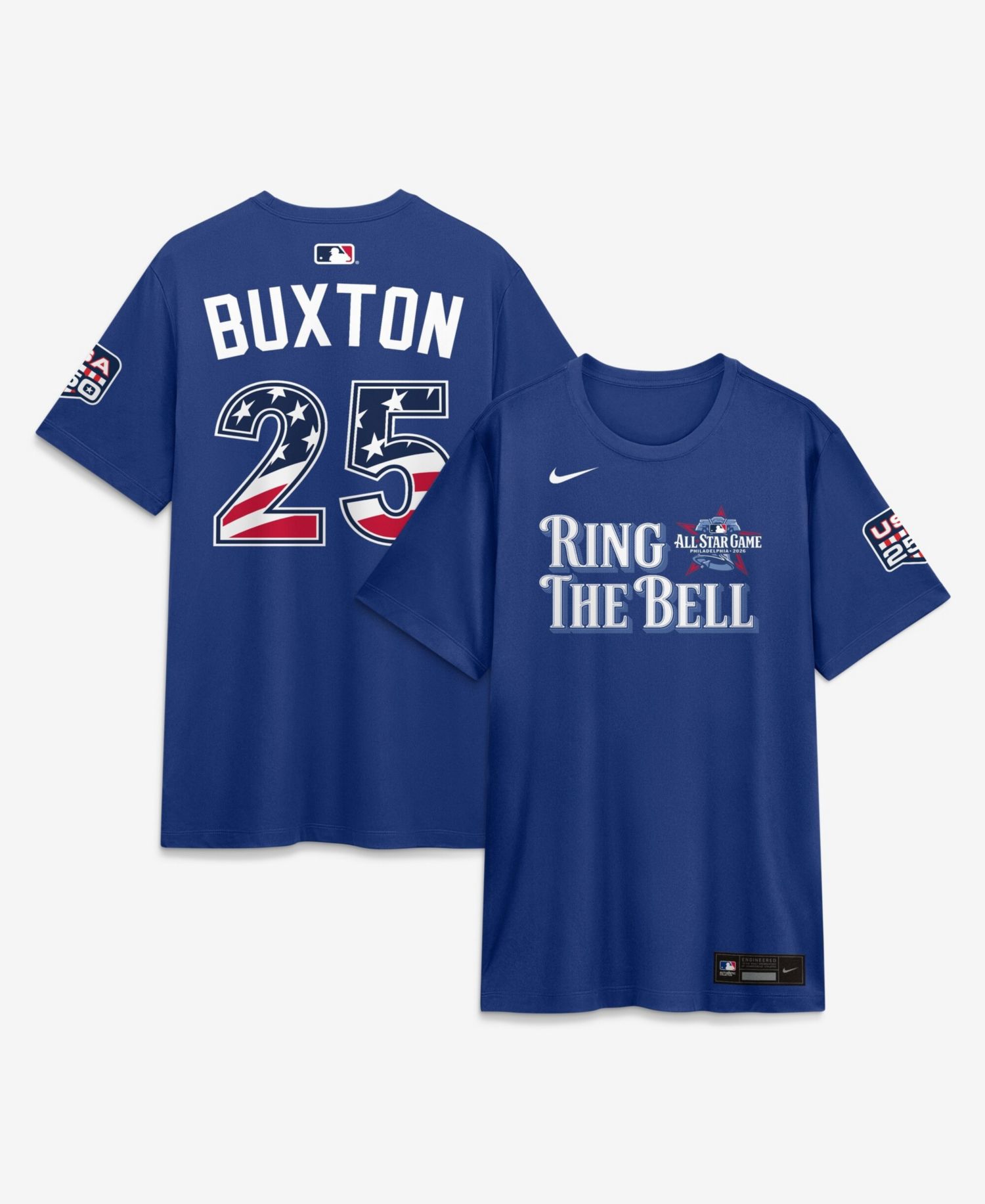 Men's 2026 All-Star Game American League Byron Buxton Rush Blue Name & Number T-Shirt