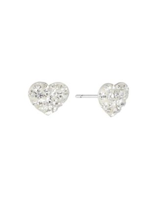 8mm Crystal Pave Heart Stud Earrings